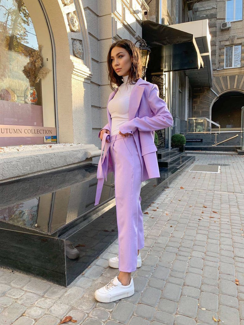 Trajes de pantalón morados ajustados para madre de la novia, para mujer, para fiesta de noche formal, esmoquin, ropa de trabajo formal para boda, 2 piezas 