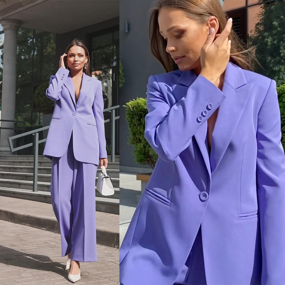 Smoking de mariage violet pour femme, décontracté, ample, pour bal de promo, soirée, invité, formel, sur mesure, pantalon (veste + pantalon) 