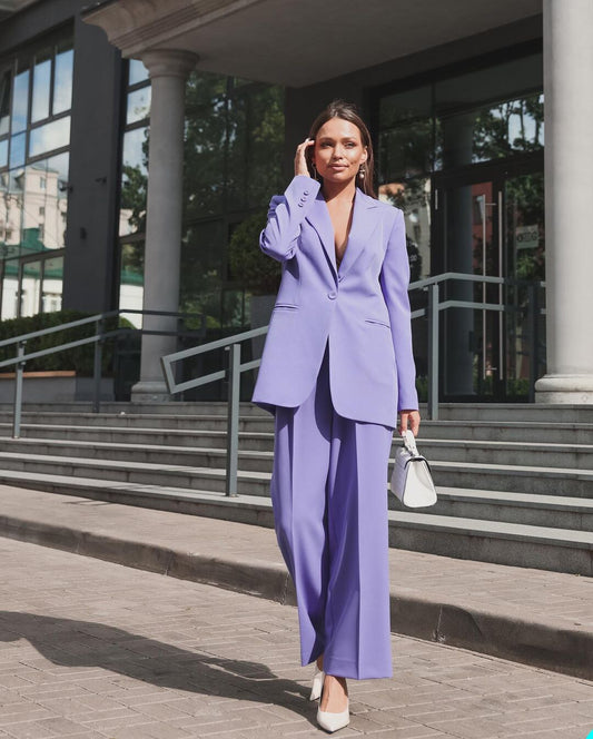 Purple Women Wedding Tuxedos Leisure Loose Ladies Prom Evening Guest Formal Custom Made Pants Suits (Jacket+Pants)