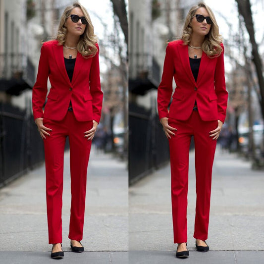 Red Mother of the Bride Suits Slim Fit One Button Women Ladies Plus Size Office Tuxedos Formal Work Party Wear