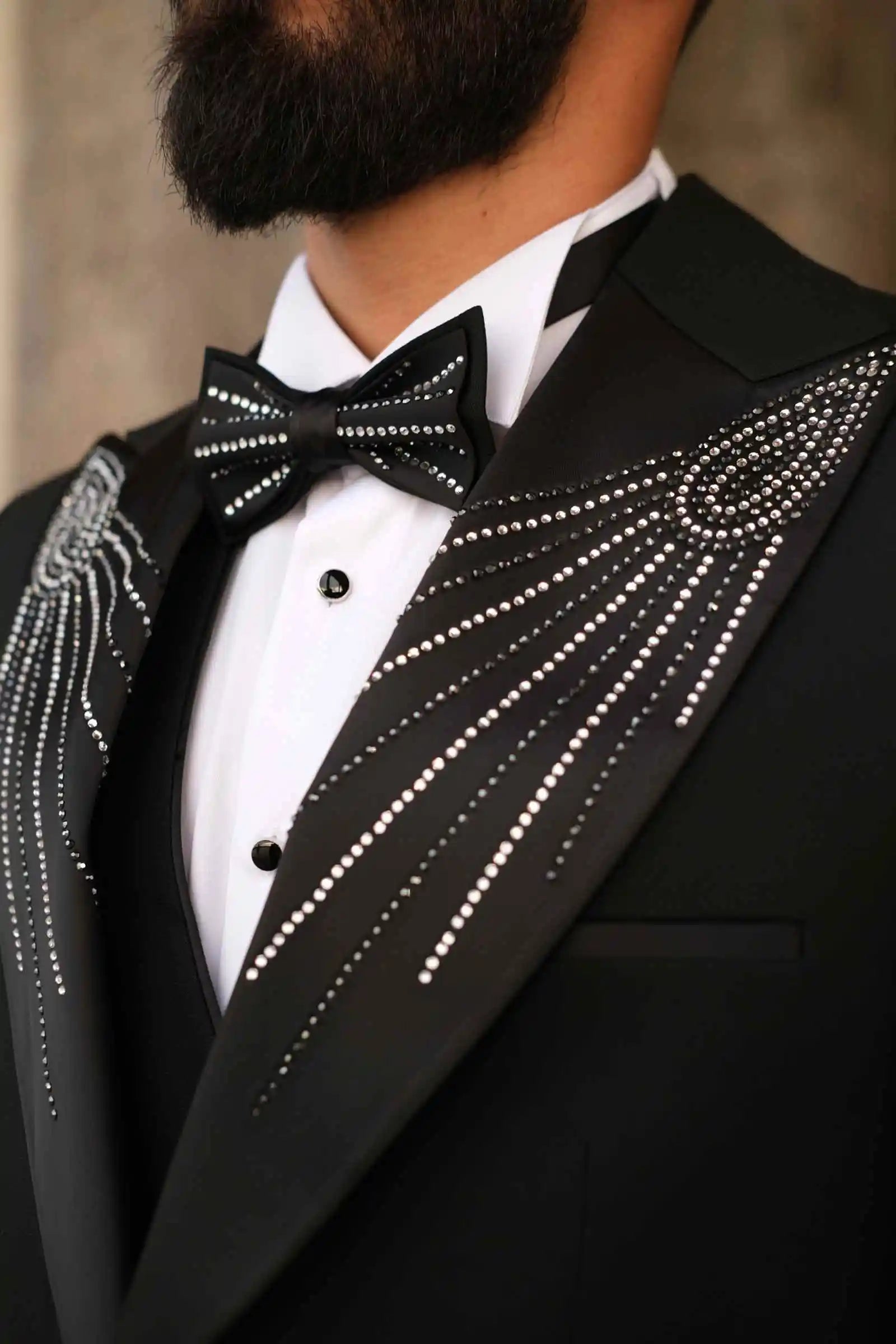 Trajes de boda para hombre con diamantes de imitación, esmoquin de un solo pecho, chaqueta de 3 piezas, pantalones, chaleco, traje de fiesta de negocios personalizado