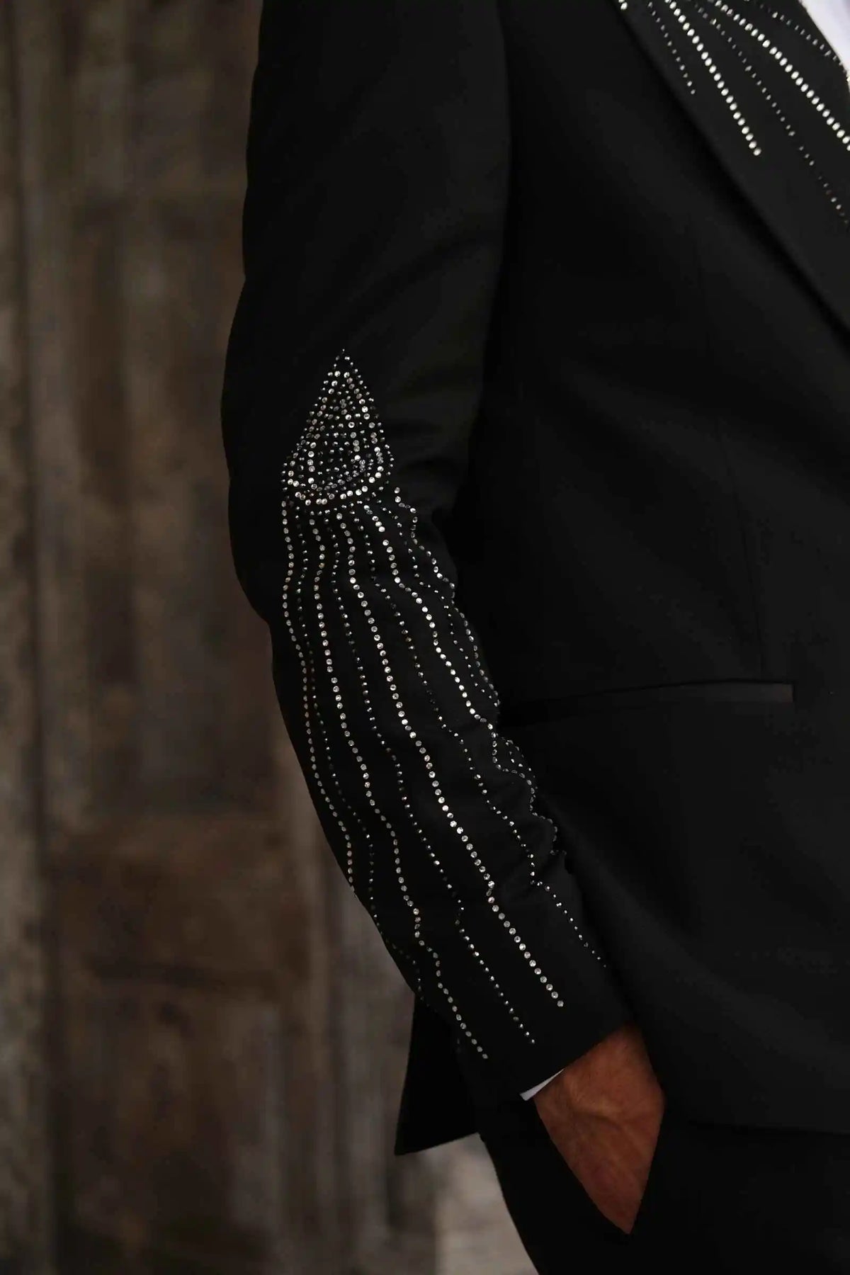 Trajes de boda para hombre con diamantes de imitación, esmoquin de un solo pecho, chaqueta de 3 piezas, pantalones, chaleco, traje de fiesta de negocios personalizado