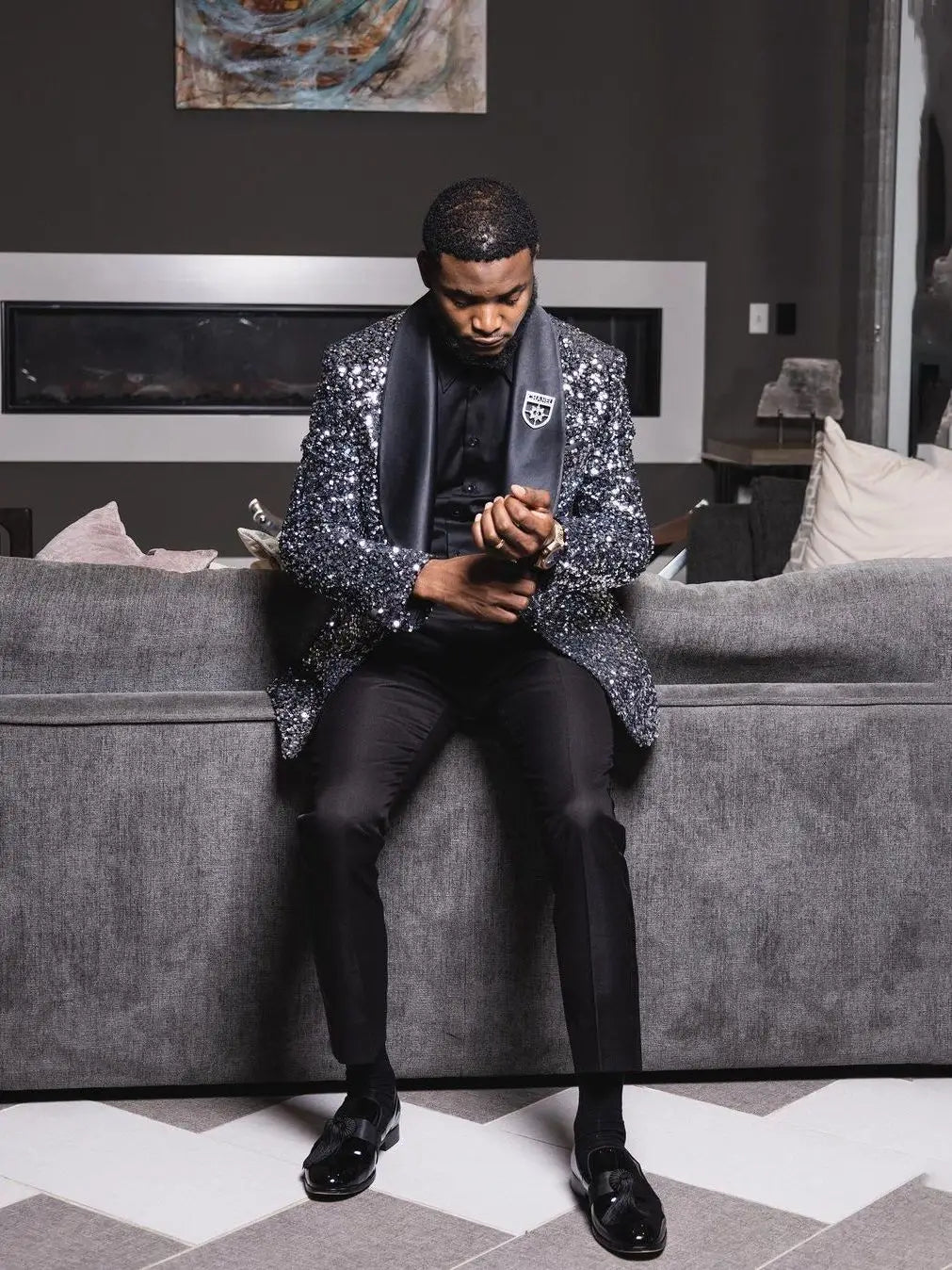 Costume 2 pièces pour homme, coupe slim, paillettes, sur mesure, pour marié, occasions formelles, fête, chanteur