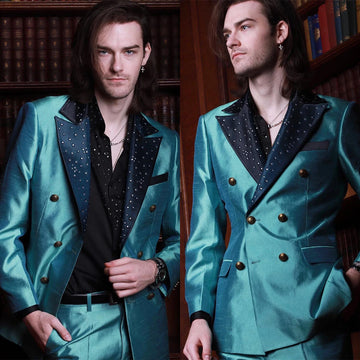 Trajes de boda para hombre con acabado brillante a la moda, elegantes trajes de novio a medida, 2 piezas, abrigo y pantalón, para ocasiones formales, fiestas y cantantes.