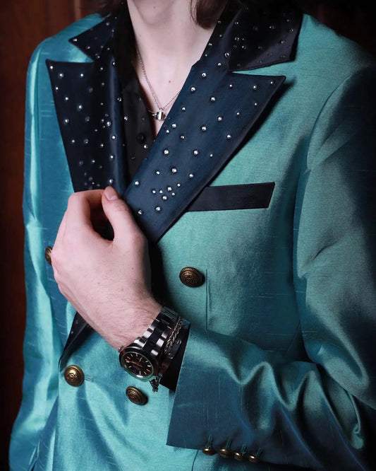 Trajes de boda para hombre con acabado brillante a la moda, elegantes trajes de novio a medida, 2 piezas, abrigo y pantalón, para ocasiones formales, fiestas y cantantes.