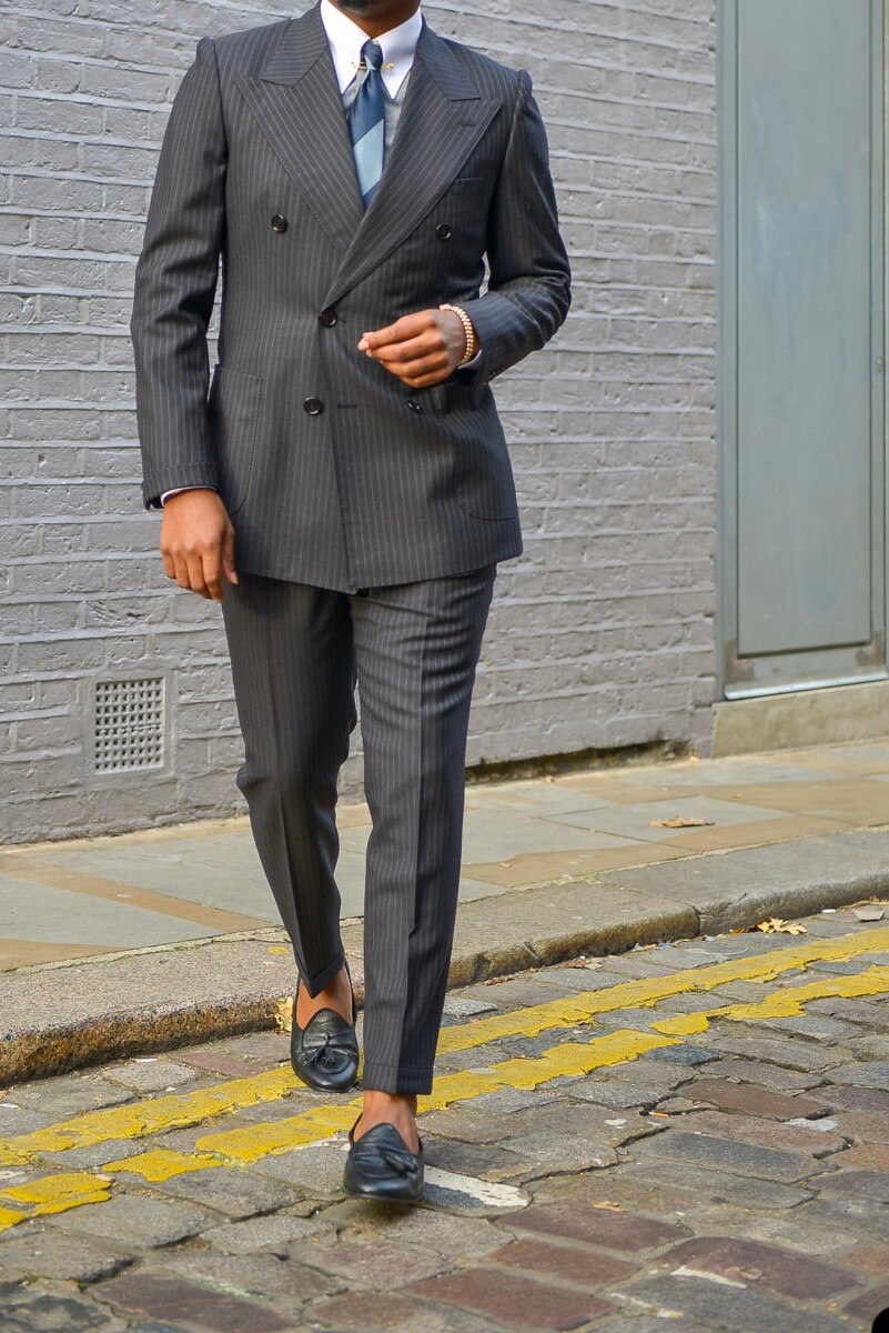 Costume à rayures pour homme, coupe classique, smoking de marié, revers pointus, blazer de soirée, pardessus (veste + pantalon)