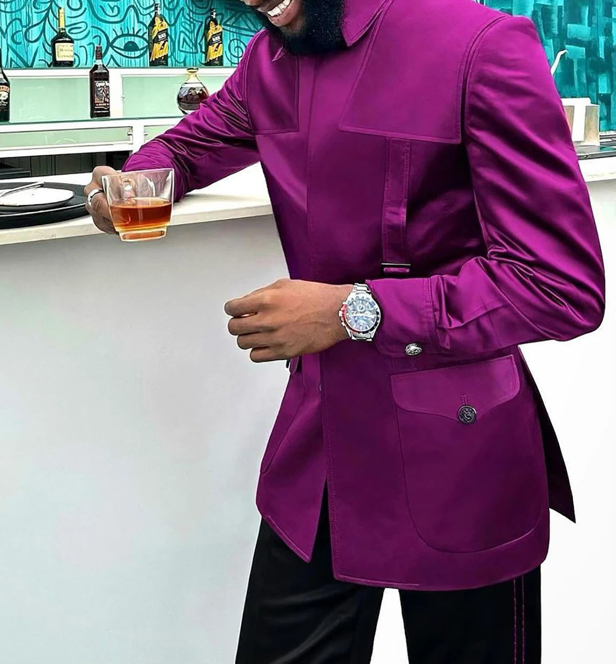 Rehaussez votre style avec notre élégant costume deux pièces violet sur mesure pour hommes – Parfait pour les mariages, les fêtes et les occasions spéciales !