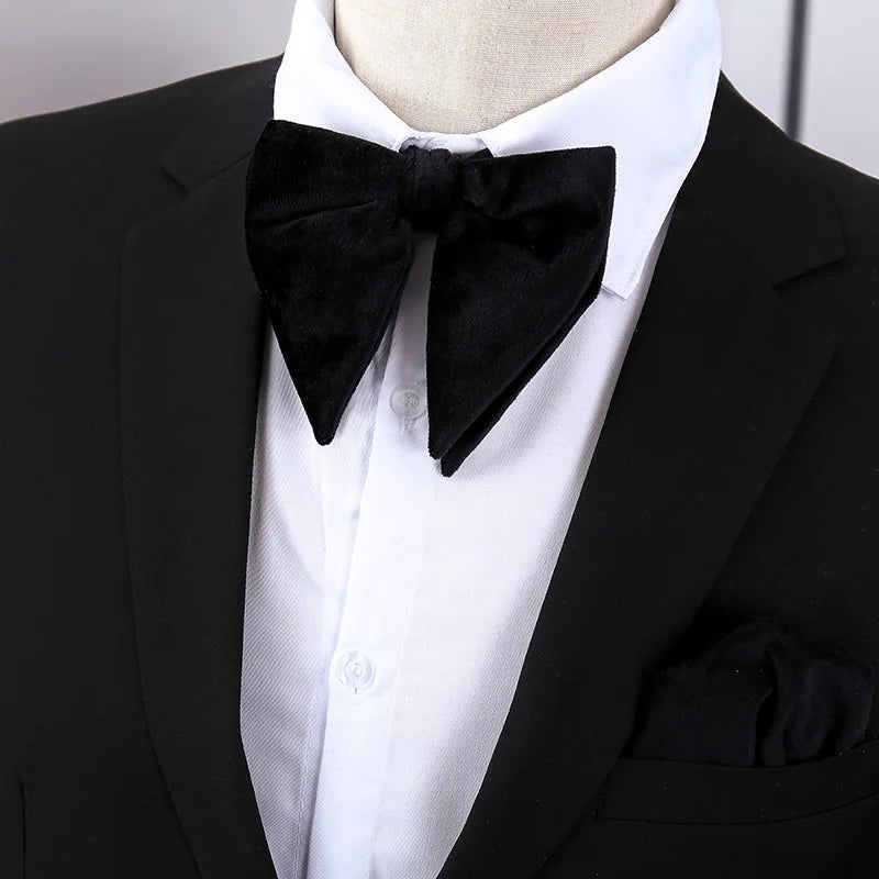 Velvet Big Bowties Flannelette Large Size Bow Ties for Men Formal Dress Handkerchief Wedding Party Tuxedo Groom Bow Knot