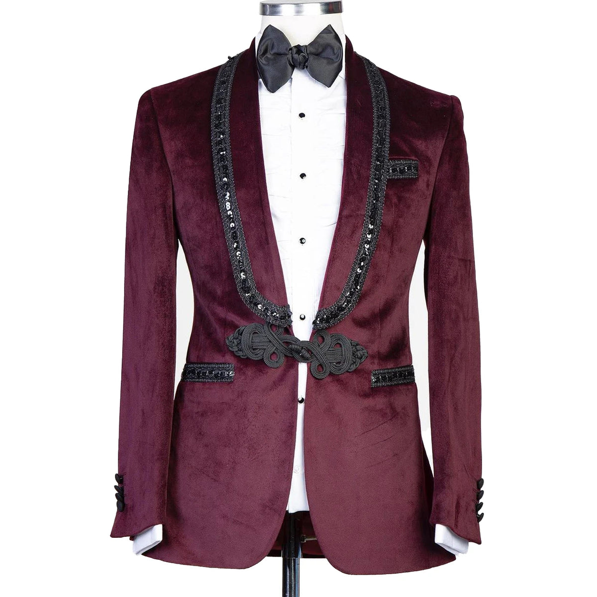 Fashion Velvet Wedding Men's Suit Retro Frog 2-Pieces Comfortable Slim Fit Tailor-Made Groom Formal Occasions Size Customized