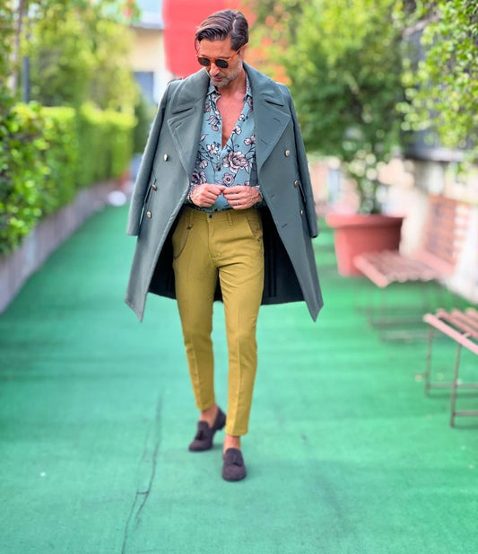 Abrigo largo de invierno para hombre, de una pieza, de lana verde negruzco, de talla grande, de algodón, para negocios.