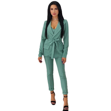 Women Blazer Suit Summer Mother of the Bride Suits Slim Fit Outfits Evening Party Wedding Wear with Belt