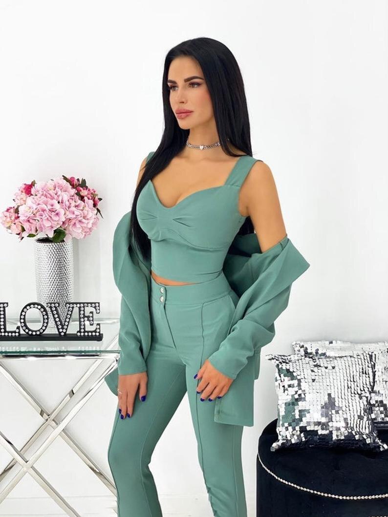Women Blazer Suit Summer Mother of the Bride Suits Slim Fit Outfits Evening Party Wedding Wear with Belt