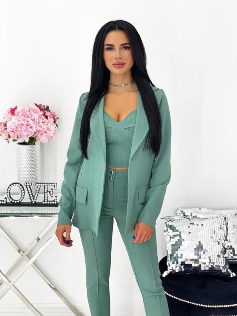 Women Blazer Suit Summer Mother of the Bride Suits Slim Fit Outfits Evening Party Wedding Wear with Belt