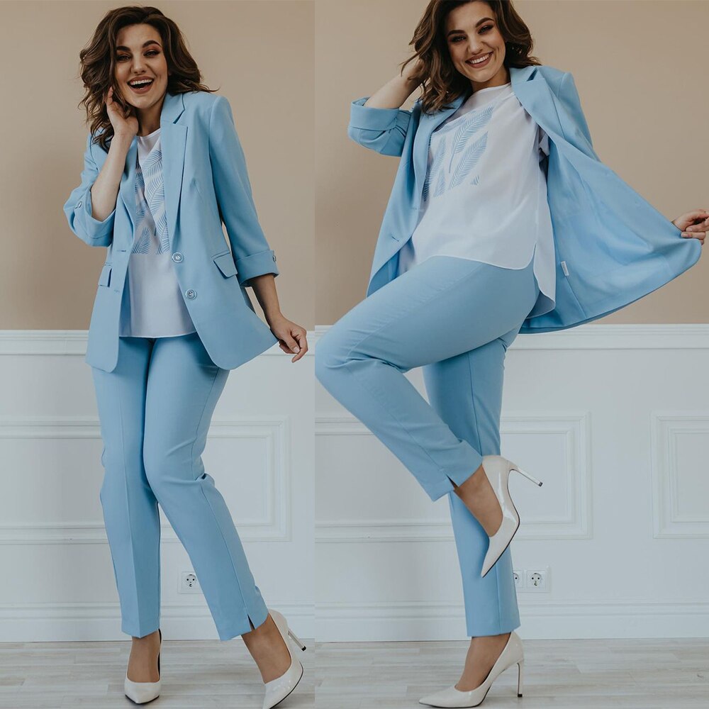 Trajes formales de trabajo para mujer, holgados y de ocio, para invitados de fiesta de graduación, trajes de pantalón a medida (chaqueta + pantalón) 