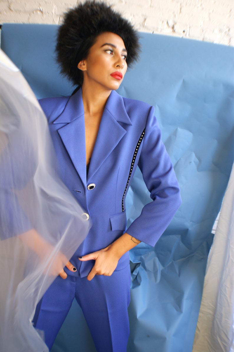 Traje de chaqueta con cuentas para mujer, traje de pantalón de novia de manga larga con cuello en V, vestido de madre de la novia 