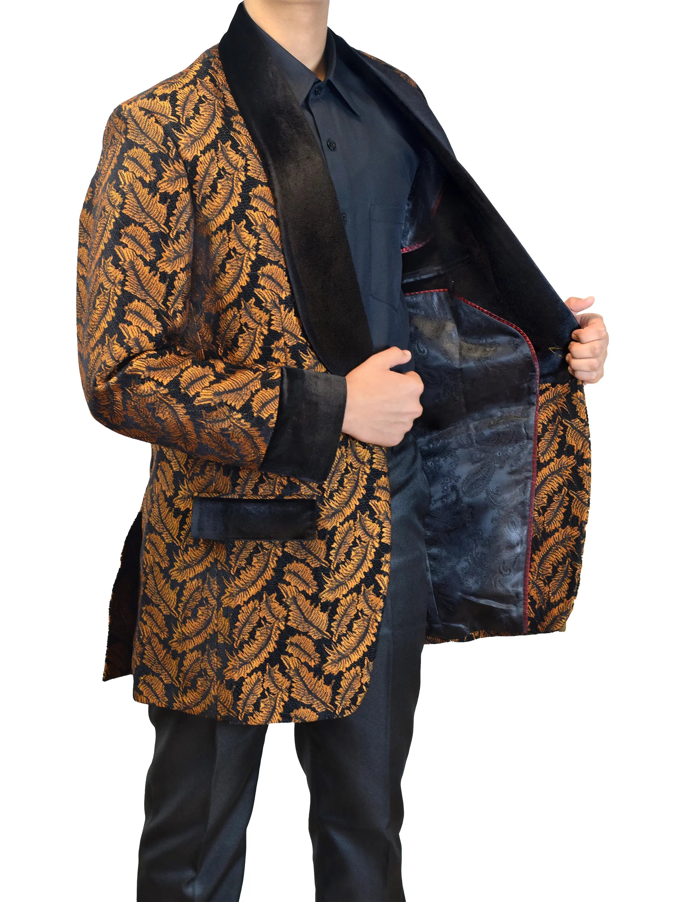 Floral Jacquard Suits Men's Tuxedos Two-piece Slim Fit  Groom Wear Business Style Men's Wedding  Shawl Lapel Jacket Customize