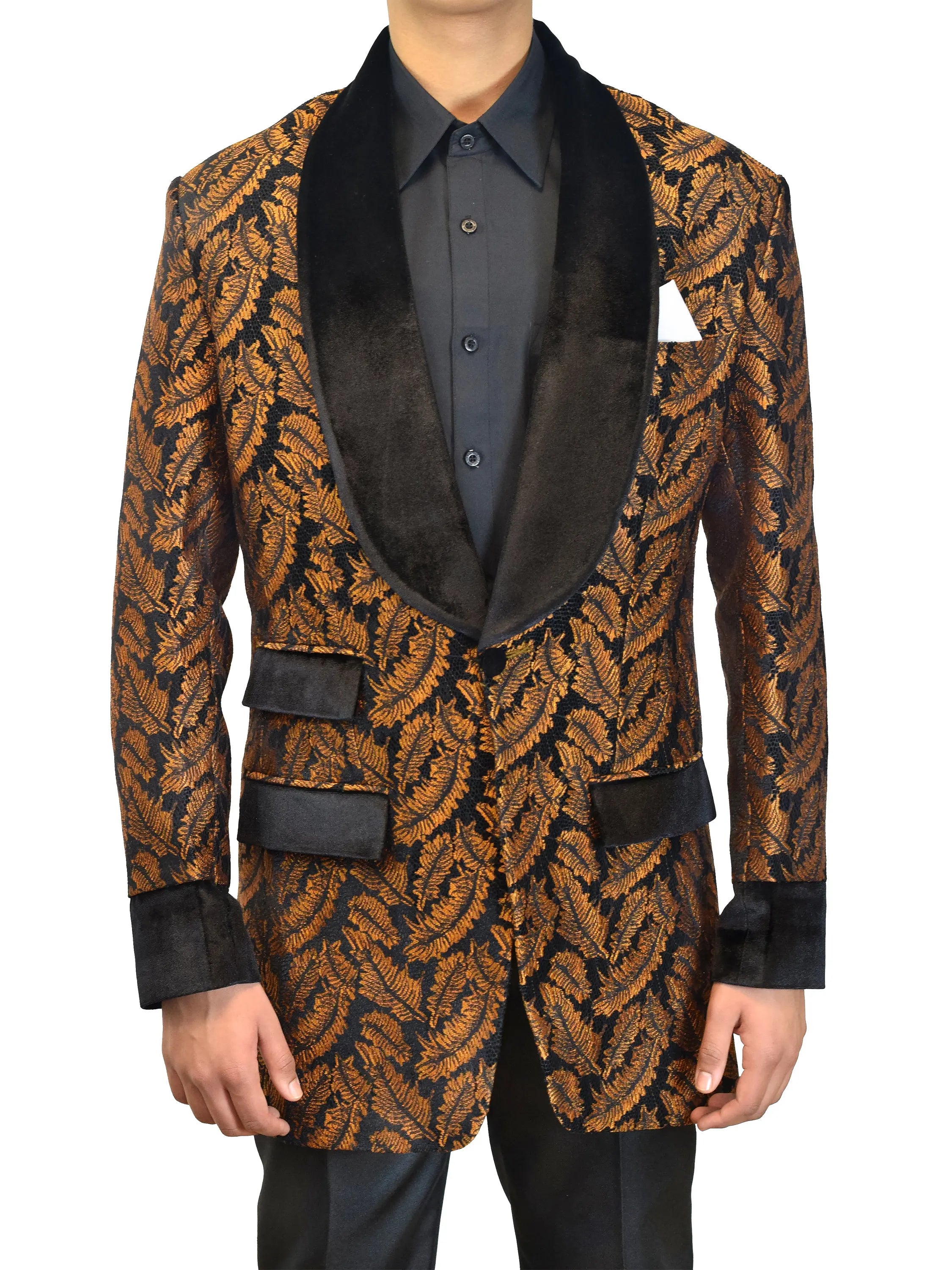 Floral Jacquard Suits Men's Tuxedos Two-piece Slim Fit  Groom Wear Business Style Men's Wedding  Shawl Lapel Jacket Customize