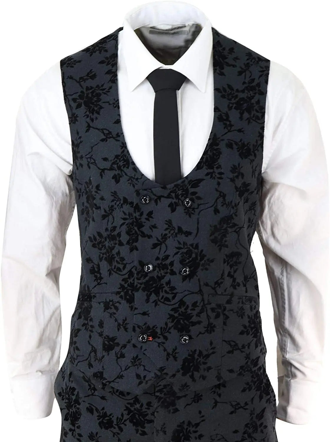 Floral Jacquard Wedding Suits For Men Shawl Lapel Tuxedos Slim Fit Groom Wear Business Office 3 Pieces Jacket Pants And Vest