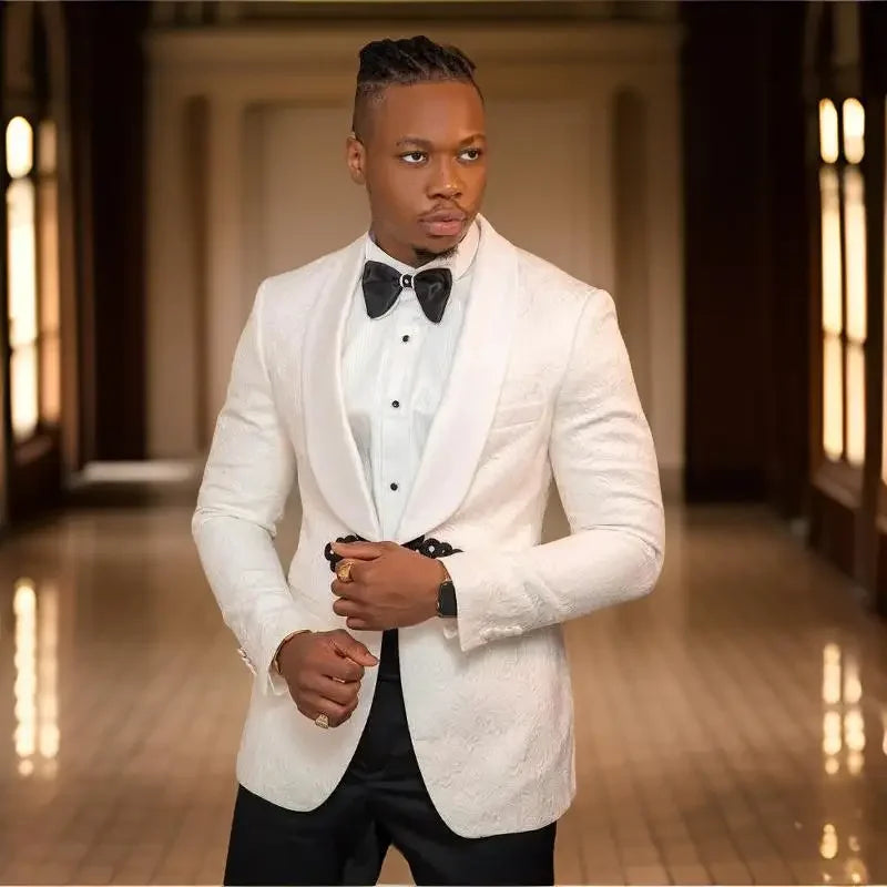 Veste de costume florale pour homme 2024 avec bouton mandarin sur le devant, coupe ajustée, blazer tendance, 1 pièce, style africain, revers châle, manteau masculin 