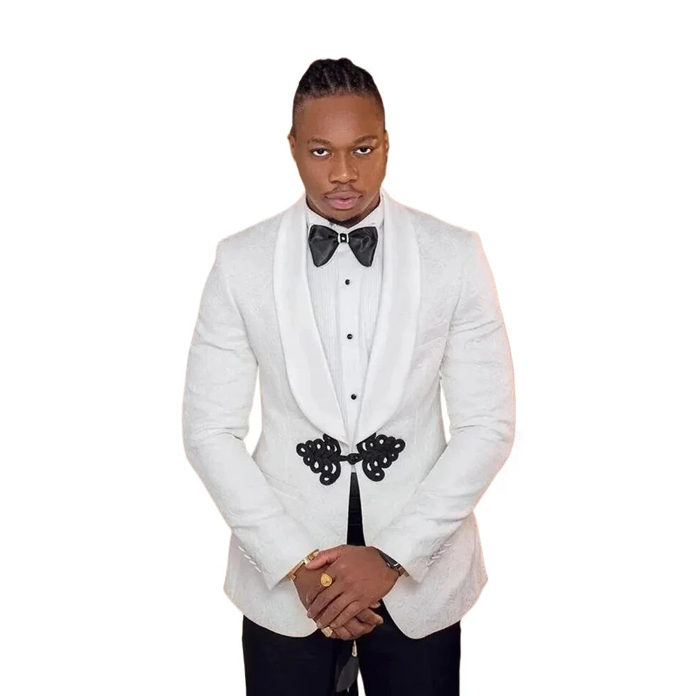 Veste de costume florale pour homme 2024 avec bouton mandarin sur le devant, coupe ajustée, blazer tendance, 1 pièce, style africain, revers châle, manteau masculin 