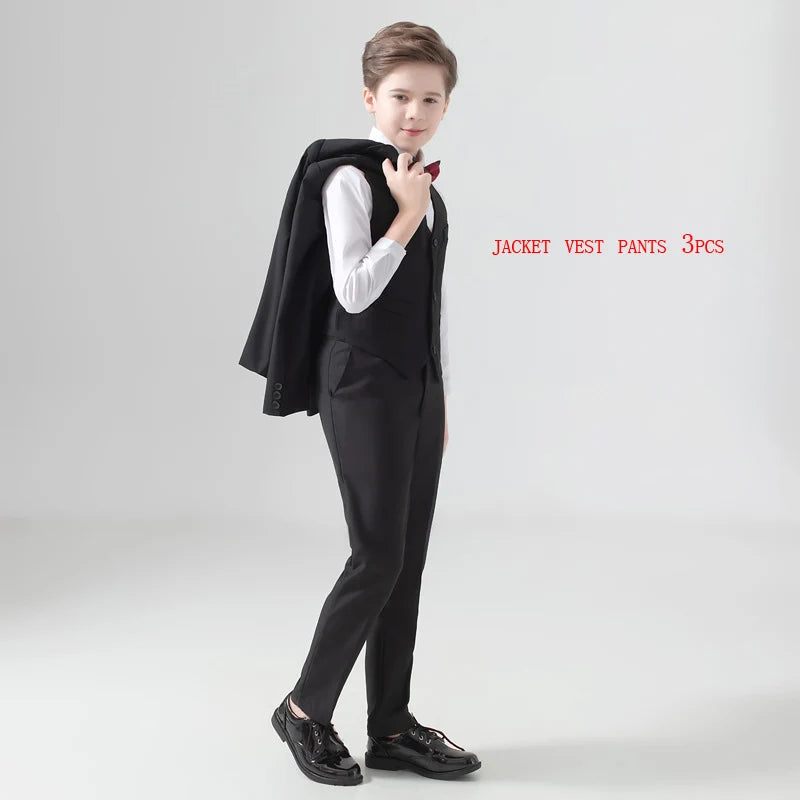 Costume de mariage pour garçon, smoking de bal de promo, blazer formel, tenue de spectacle Pinao pour la journée des enfants, uniforme scolaire 2-16 ans 