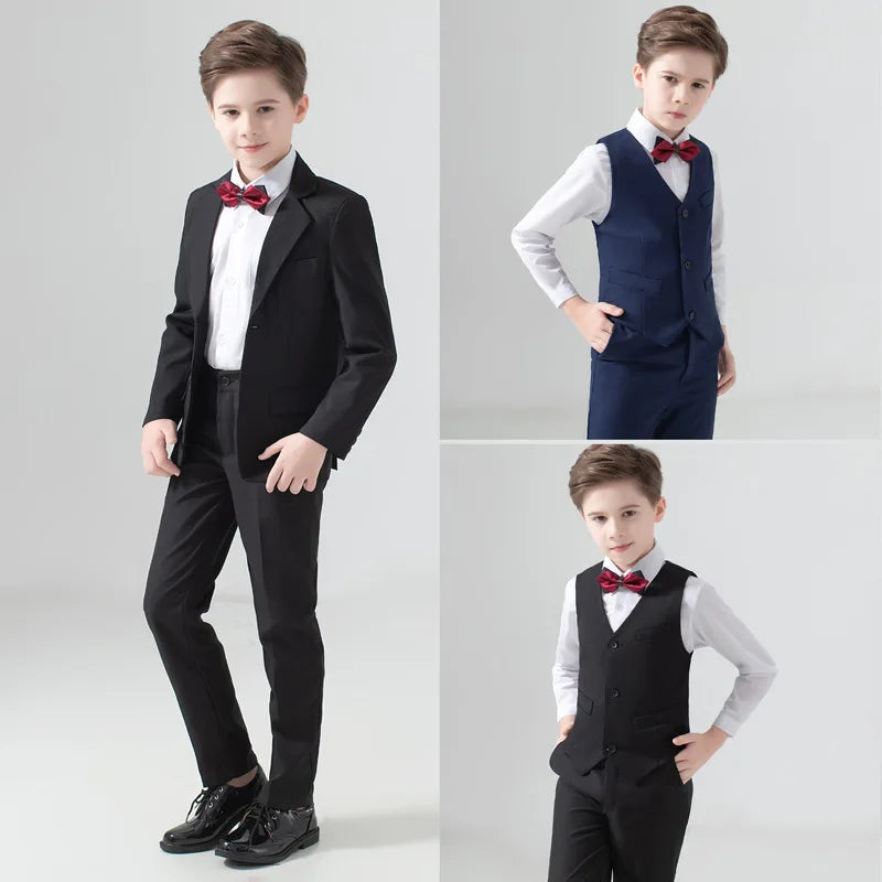Costume de mariage pour garçon, smoking de bal de promo, blazer formel, tenue de spectacle Pinao pour la journée des enfants, uniforme scolaire 2-16 ans 