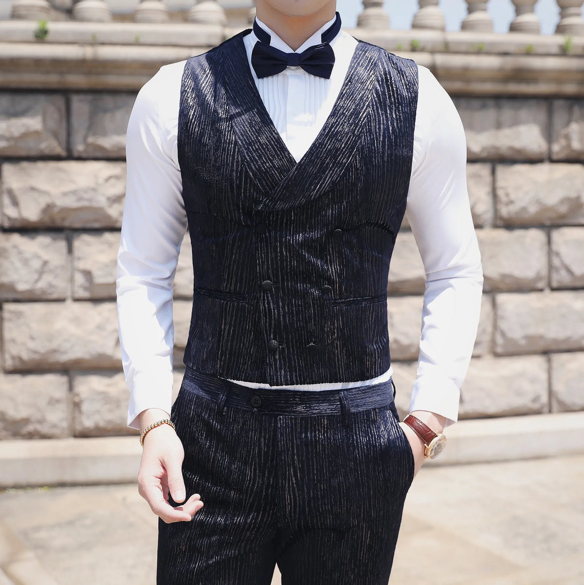 Men's Business Casual Suit Suit Three-piece Suit Small Western Fit Young Men's Wedding Dress