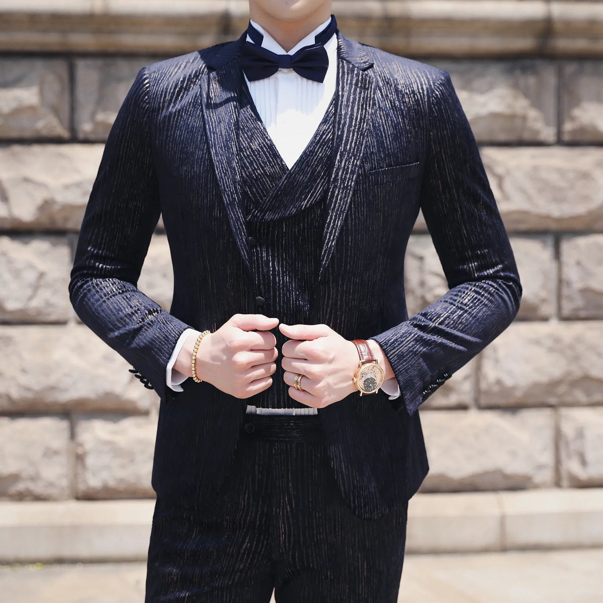 Men's Business Casual Suit Suit Three-piece Suit Small Western Fit Young Men's Wedding Dress