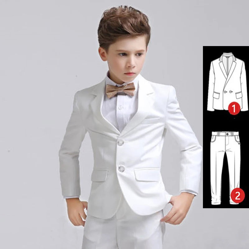 Traje formal para niños para boda, niños, fiesta blanca, blazer, pantalones, traje de bautismo, disfraz para niños, caballeros, adolescentes, conjunto de esmoquin de graduación 