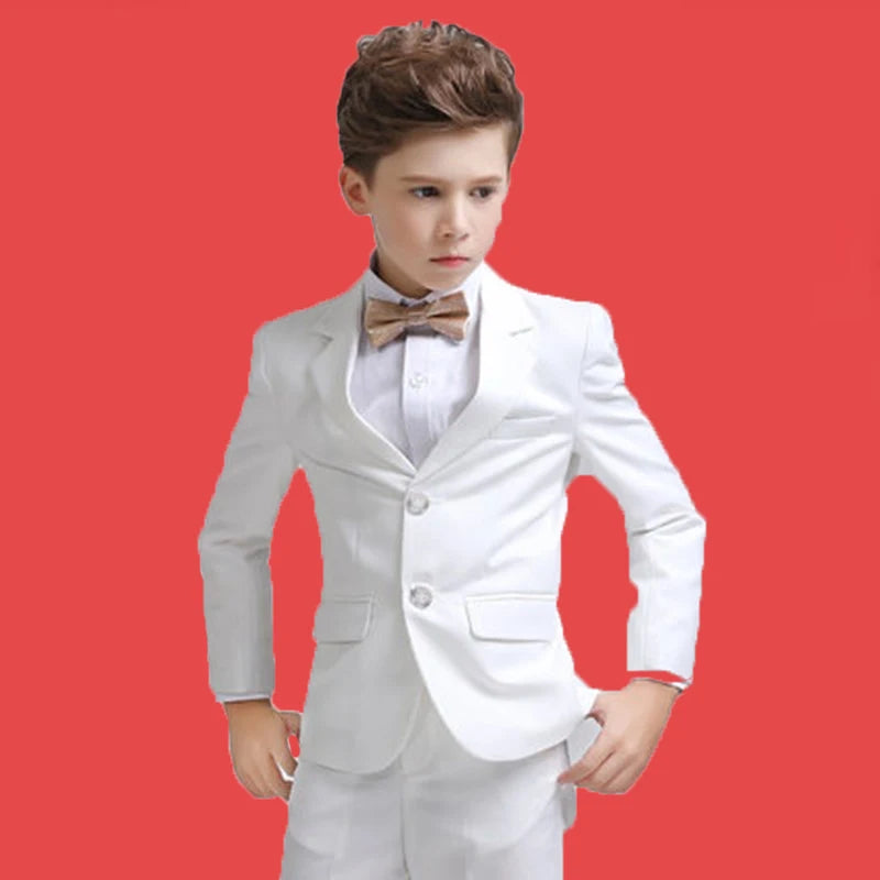 Traje formal para niños para boda, niños, fiesta blanca, blazer, pantalones, traje de bautismo, disfraz para niños, caballeros, adolescentes, conjunto de esmoquin de graduación 