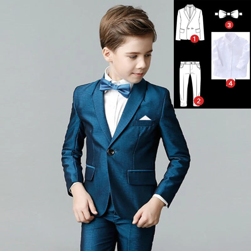 Traje formal para niños para boda, niños, fiesta blanca, blazer, pantalones, traje de bautismo, disfraz para niños, caballeros, adolescentes, conjunto de esmoquin de graduación 