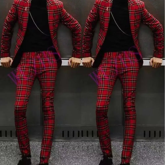 Traje formal de 2 piezas para padrinos de boda, con solapa de muesca, color burdeos, para cena de graduación (chaqueta y pantalón) 
