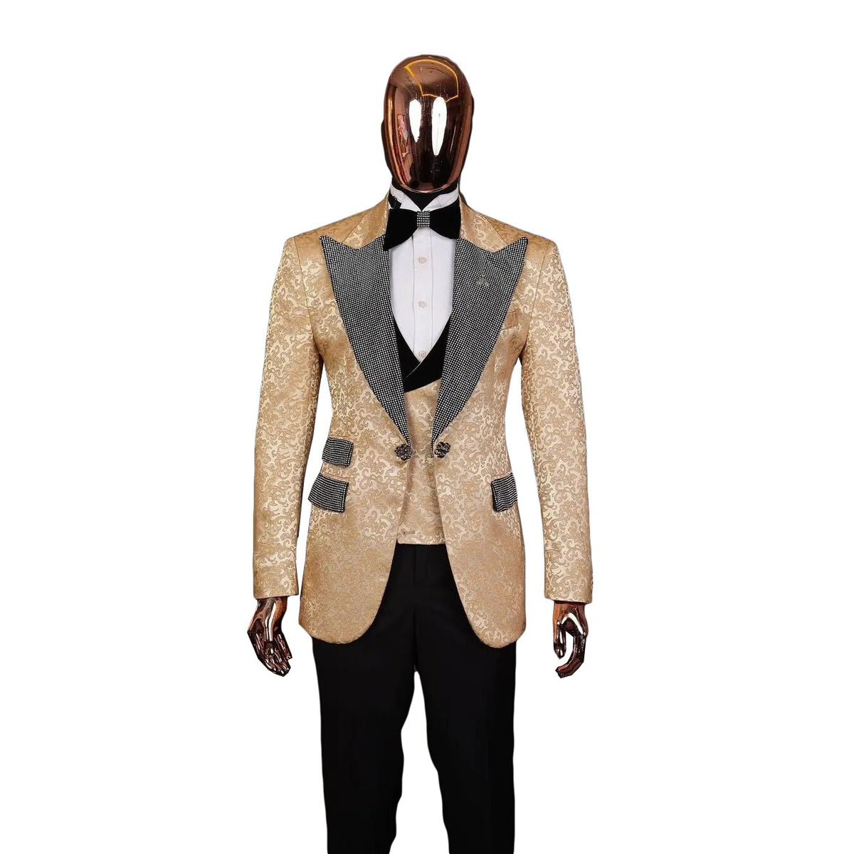 Formal Men Suits With Auspicious Cloud Closure Collar Two-Pieces Coat Jacket Custom Made Groom Costume Wedding Occasiom