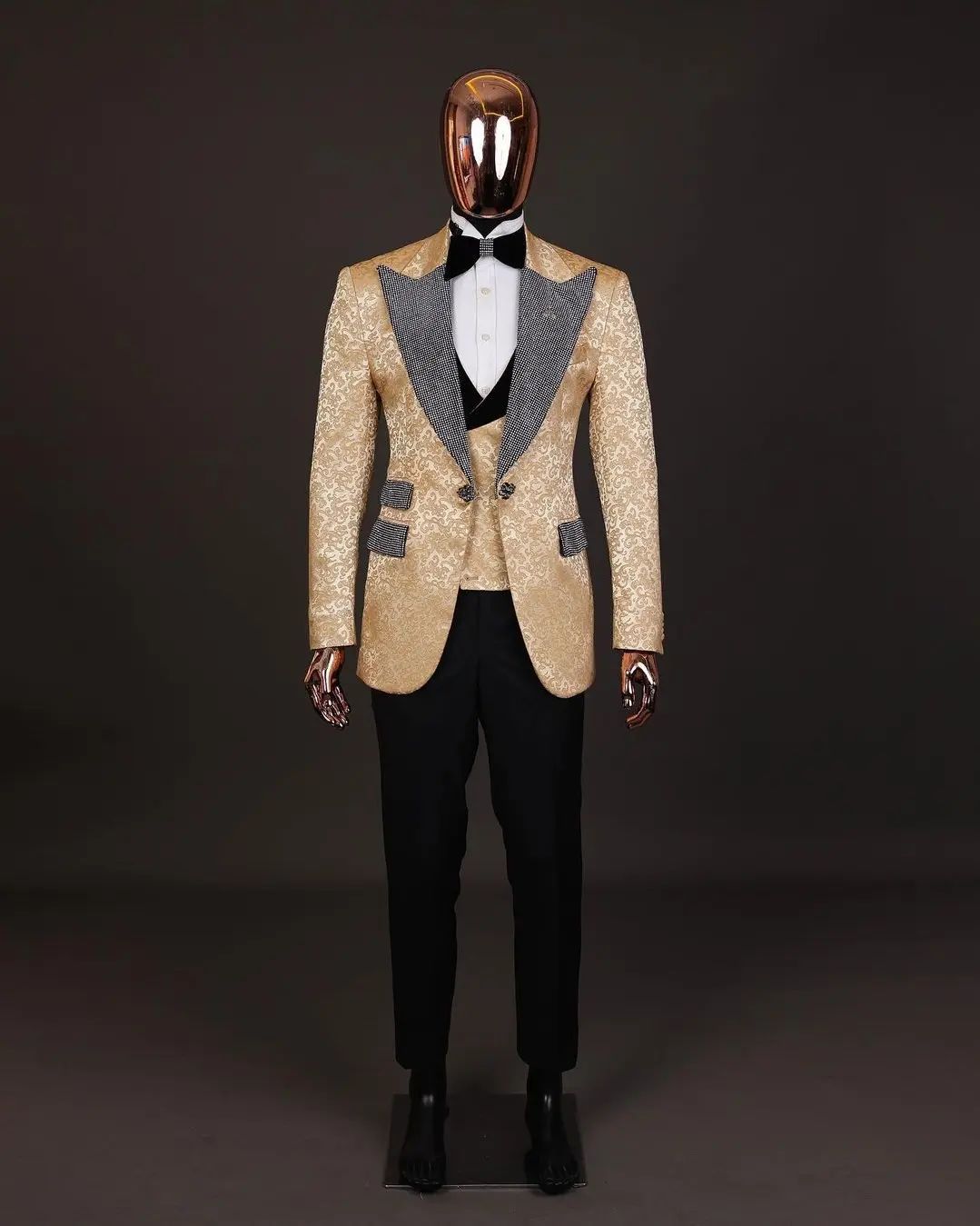 Formal Men Suits With Auspicious Cloud Closure Collar Two-Pieces Coat Jacket Custom Made Groom Costume Wedding Occasiom