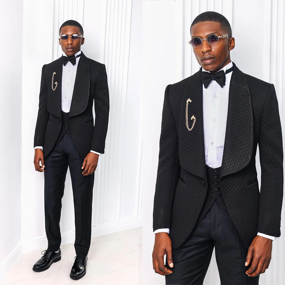 Formal Men Wedding Suits Shawl Lapel 3 Pcs (Jacket+Pant+Vest) Long Coat Autumn Prom Evening Party for Male Custom Made