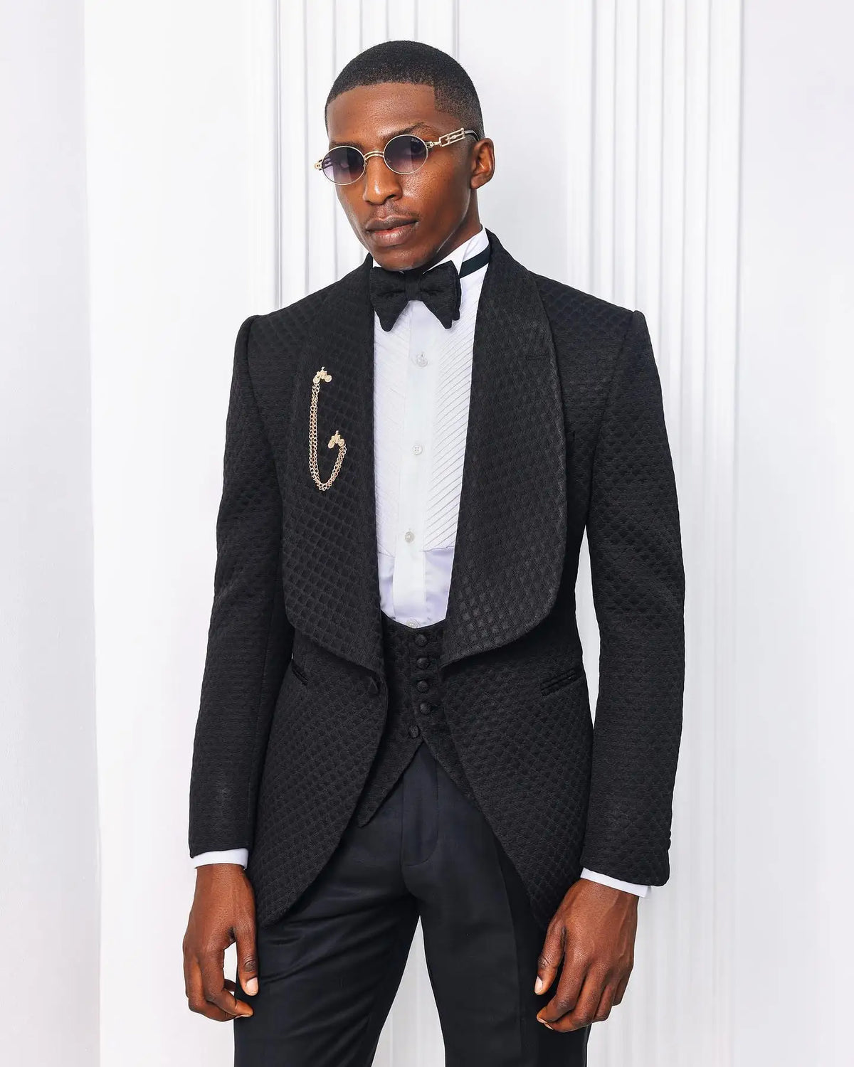 Formal Men Wedding Suits Shawl Lapel 3 Pcs (Jacket+Pant+Vest) Long Coat Autumn Prom Evening Party For Male Custom Made