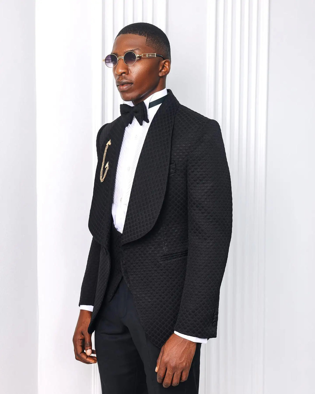 Formal Men Wedding Suits Shawl Lapel 3 Pcs (Jacket+Pant+Vest) Long Coat Autumn Prom Evening Party For Male Custom Made