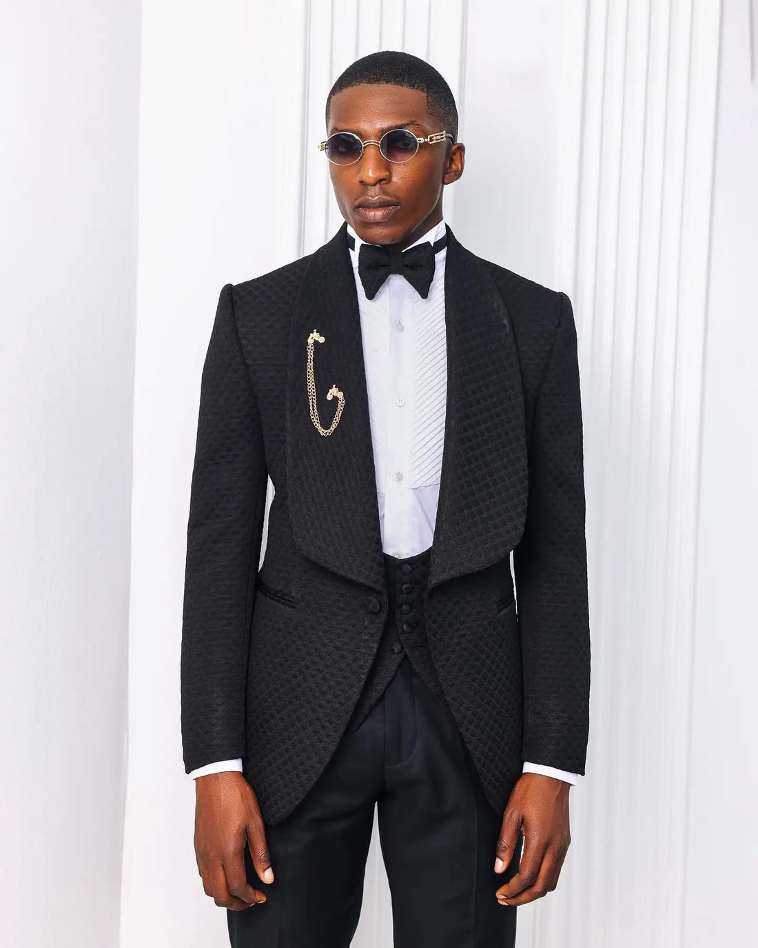 Formal Men Wedding Suits Shawl Lapel 3 Pcs (Jacket+Pant+Vest) Long Coat Autumn Prom Evening Party For Male Custom Made