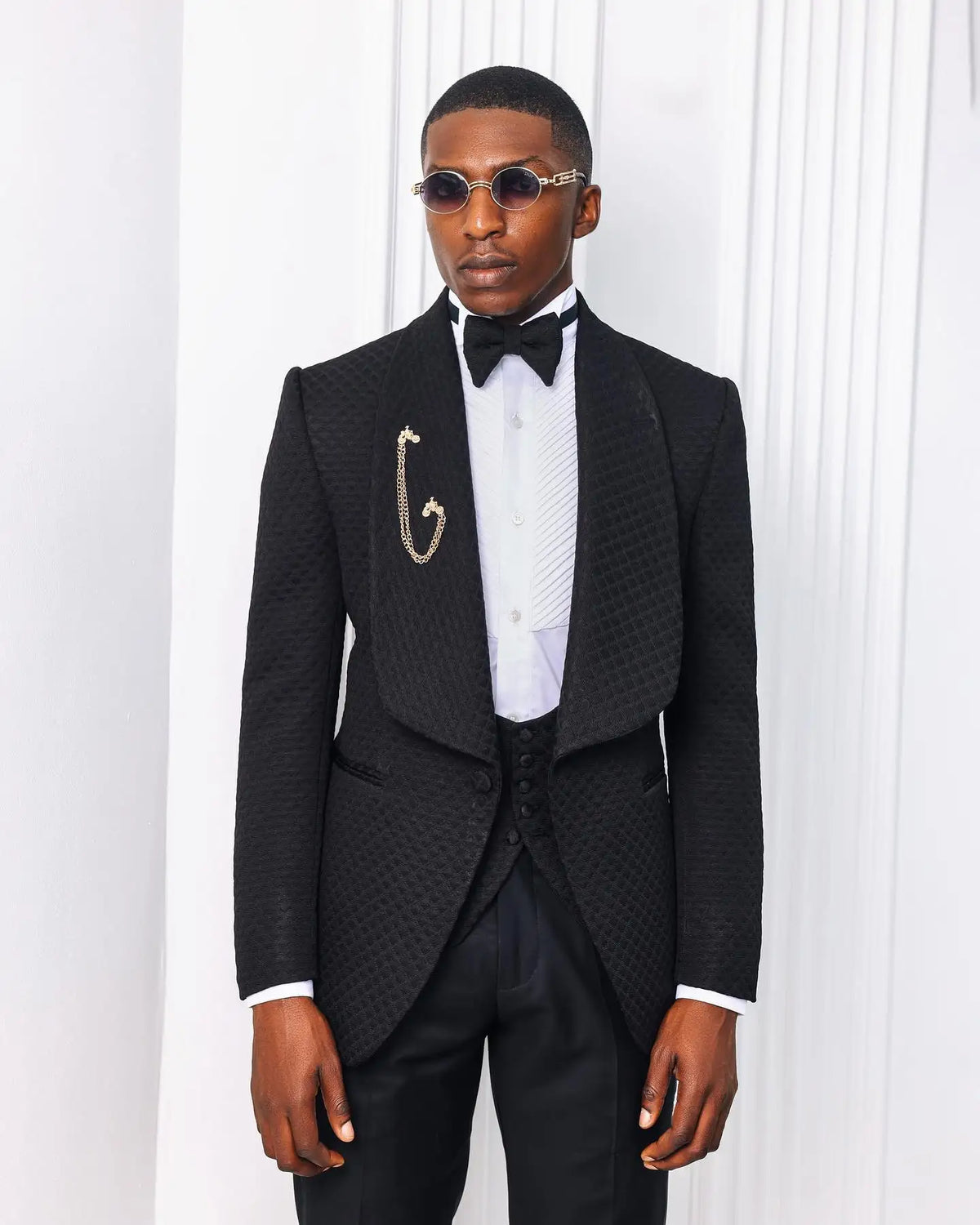 Formal Men Wedding Suits Shawl Lapel 3 Pcs (Jacket+Pant+Vest) Long Coat Autumn Prom Evening Party For Male Custom Made