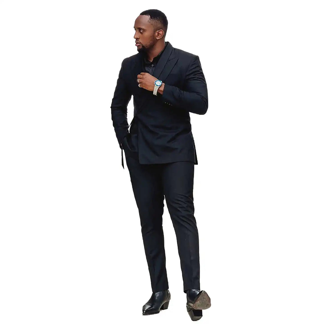 Traje formal para hombre, 2 piezas, blazer, pantalón, cuello de lazo, botonadura sencilla, hebilla, ropa de trabajo, traje de boda, graduación