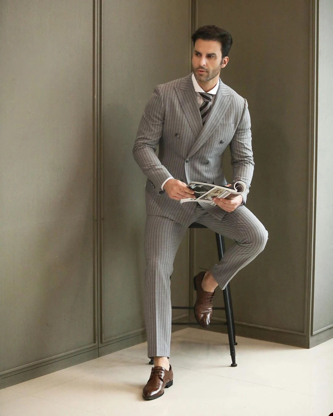 Formal Suit For Men Wedding Tuxedos Double Breasted Jacket And Pants 2 Pieces Set Business Blazer Groom Wear