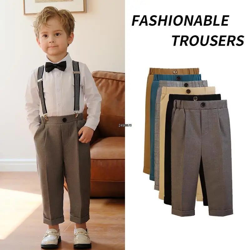 Pantalones formales para niños de la escuela, pantalones de fotografía para cumpleaños, bodas, pantalones clásicos de moda para niños grandes, disfraz 
