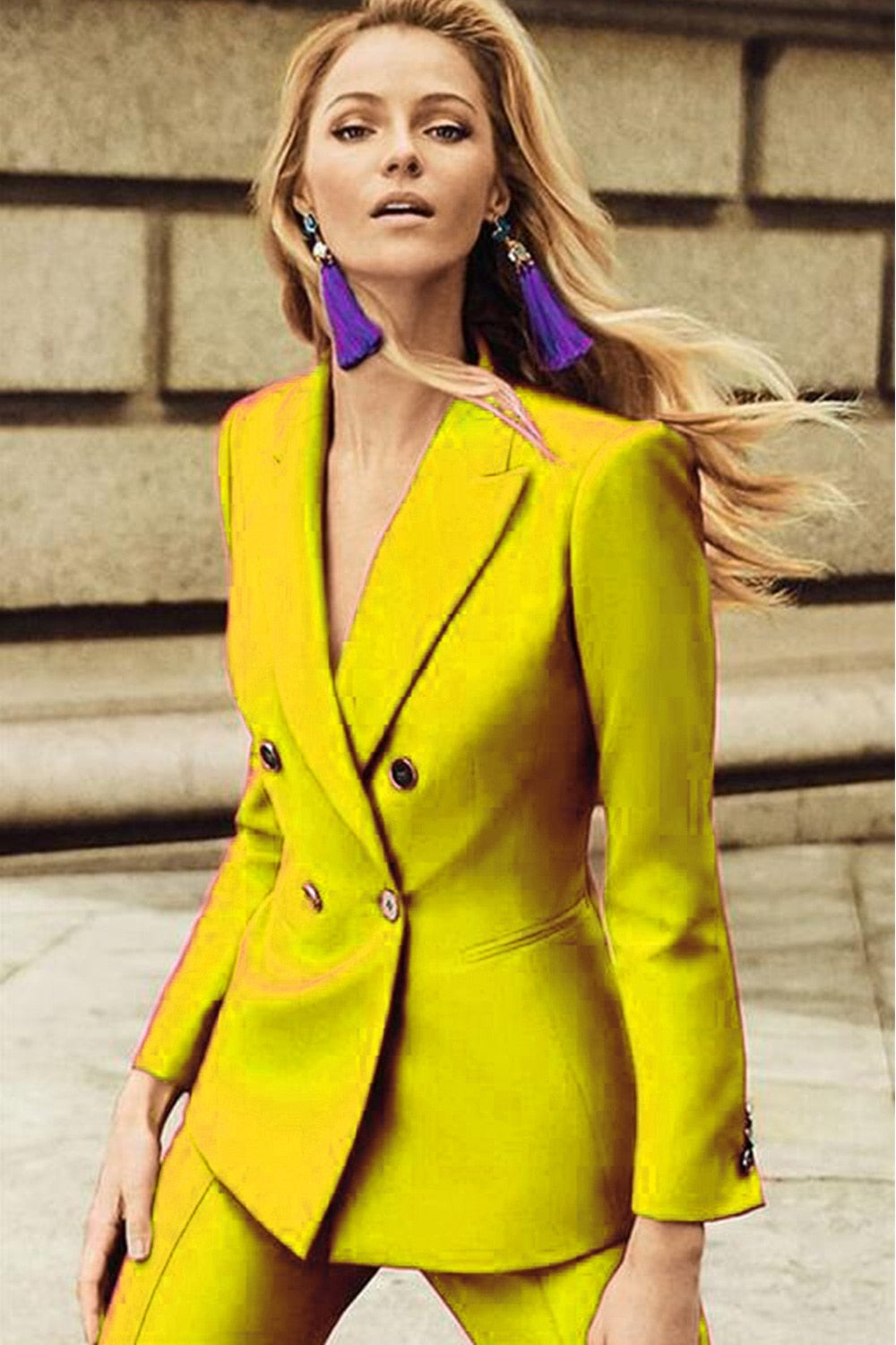 Fuchsia Women Set Ladies Pant Suits Jacket+Pants Business Suits Blazer Formal Office Uniform Trouser PantSuit