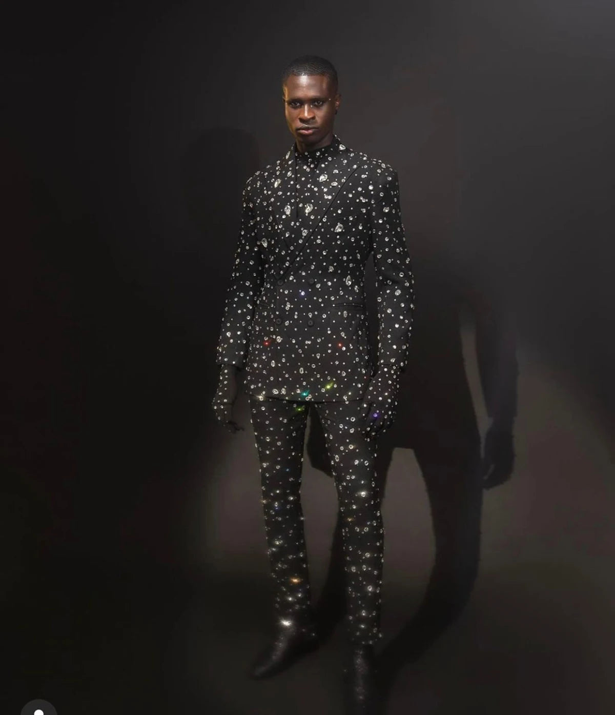 Esmoquin de boda de cristal completo para hombre, corte entallado, chaqueta de solapa con pico, traje masculino de 2 piezas 