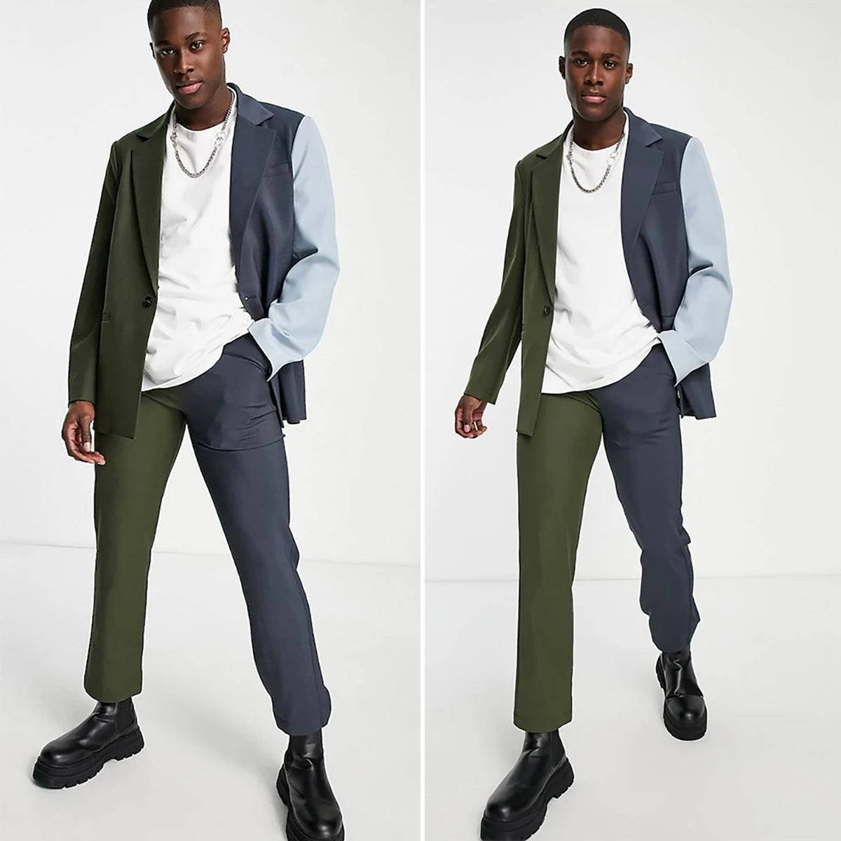 Gentle Men Suit Tailor-Made 2 Pieces Blazer Pants One Button Splicing Wedding Groom Business Causal Prom Tailored