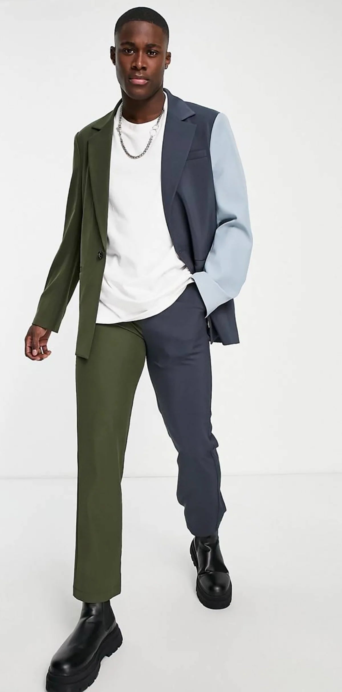 Gentle Men Suit Tailor-Made 2 Pieces Blazer Pants One Button Splicing Wedding Groom Business Causal Prom Tailored