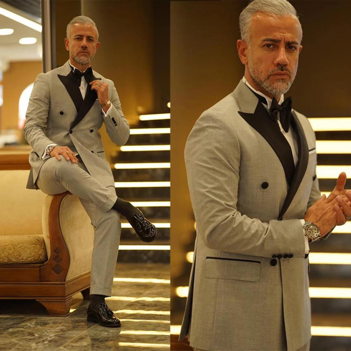 Costume de mariage pour homme, smoking croisé, revers pointus, blazer d'automne, 2 pièces (veste + pantalon)