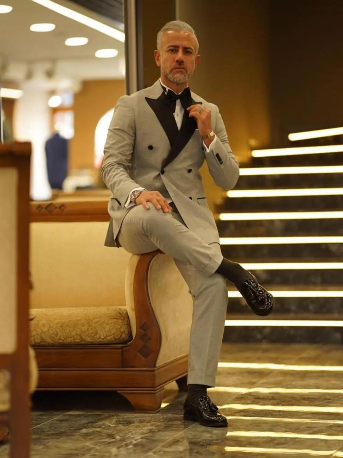 Costume de mariage pour homme, smoking croisé, revers pointus, blazer d'automne, 2 pièces (veste + pantalon)
