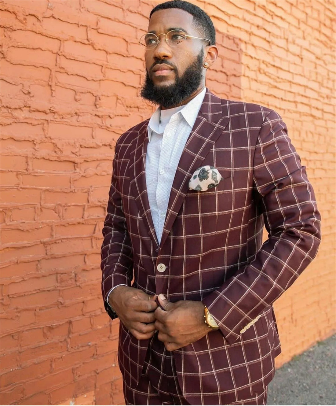 Gentleman Red Check Men Suits Plus Size Groom Men Business Pants Suit Tailored Plaid Prom Party Wedding Tuxedos (jacket+pants)