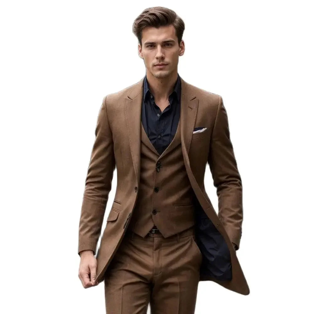 Traje de caballero de tres piezas (chaqueta, pantalón y chaleco), con solapa, elegante e informal, para fiesta, graduación y boda.